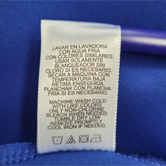 Blue Sleeveless Scuba Dress w/ Black Piping size Large Fit and Flare - Picture 5 of 5